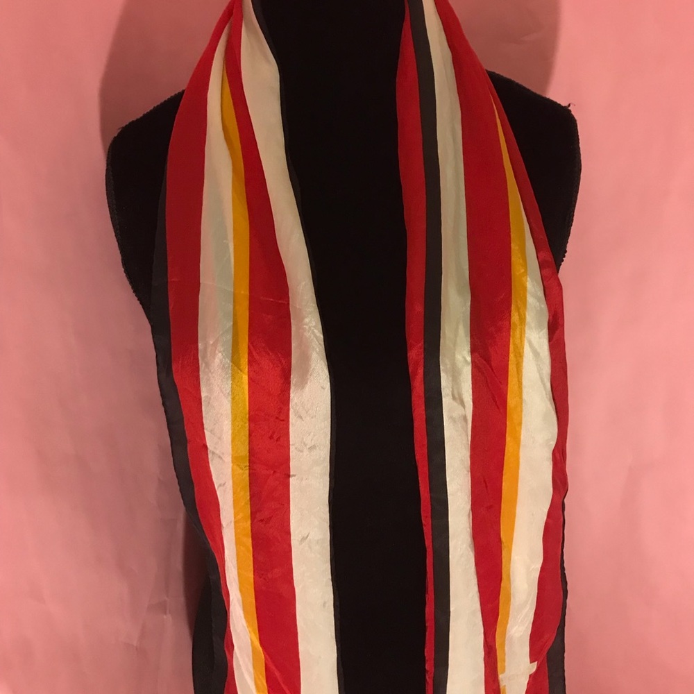 Vintage 80s Echo Striped Silk Scarf - Picture 2 of 8